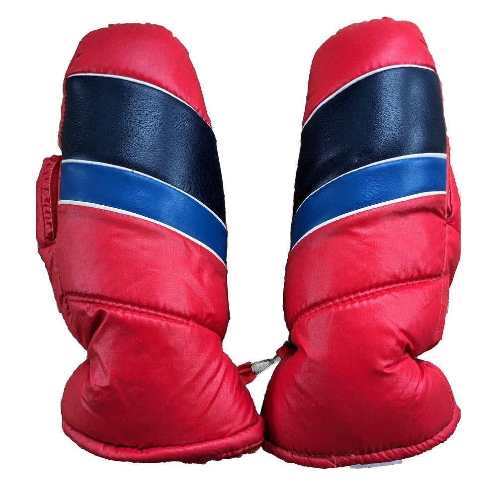 Vintage 80s Winter Ski Mittens Puffy Chicken Feather Gloves Childrens Korea